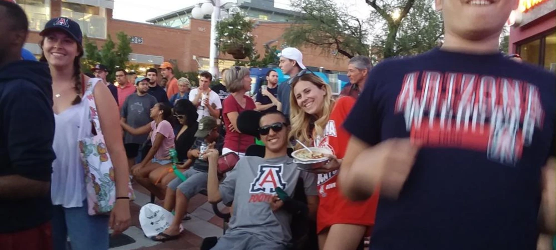 group of students partying at pep rally